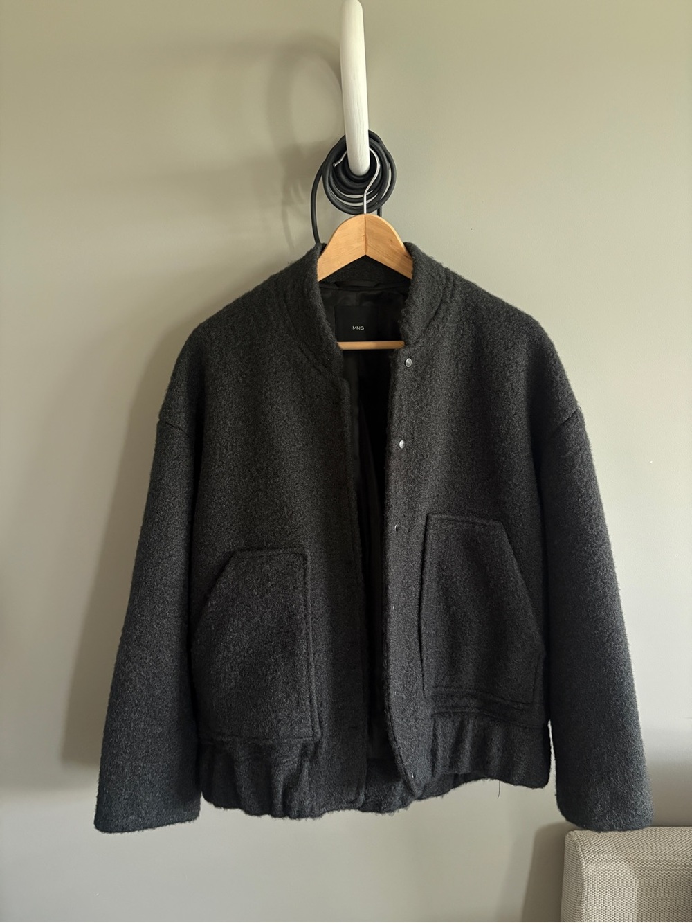 Mango dark grey bomber jacket - oversized size Small
